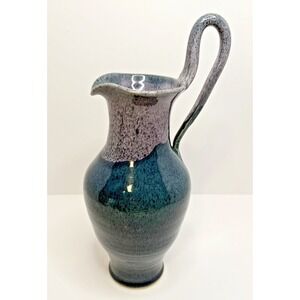 Studio Pottery Pitcher In Blue By John Garrou 11" Old Fort NC VTG Sculptural Art